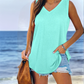 Allesomvattend V-Hals Effen Kleur Tanktop
