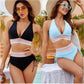 💃Yüksek belli, renk bloklu bikini takımları