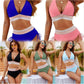 💃Yüksek belli, renk bloklu bikini takımları