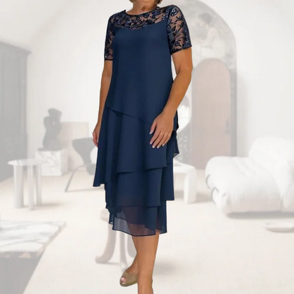 [S-3XL] ️Kadın Katmanlı File A Kesim Midi Elbise