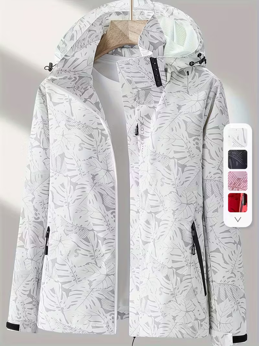 Kadın Tam Fermuarlı Rüzgarlık Ceket - Hafif Kabuk, Dik Yaka, Önceden Çektirilmiş Malzeme