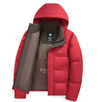 Erkek kapüşonlu kışlık mont, tam fermuarlı