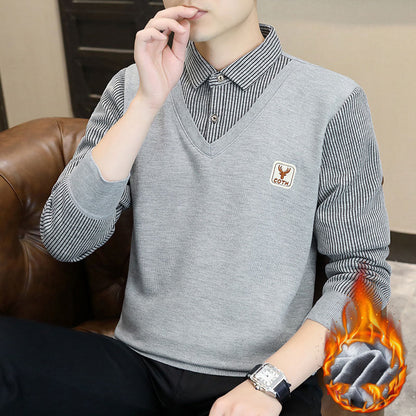 Erkek gömlek yakalı polar astarlı sıcak kazak