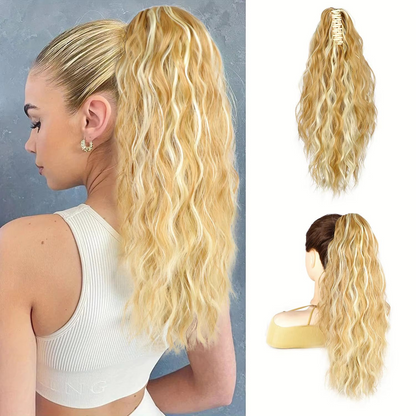 💜 OFERTA 💜 Extensiones de cabello ondulado y rizado de 18 pulgadas con cola de caballo
