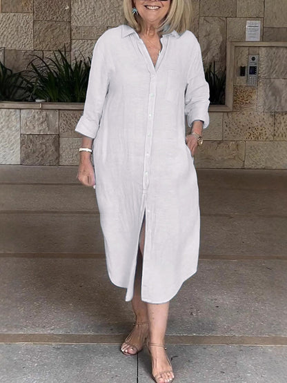 Kadın bol pamuklu keten elbise