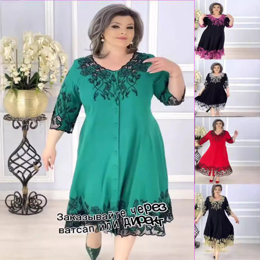 [S-5xl] 2025 Yeni geniş V yakalı elbise