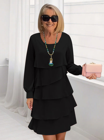 Düğün için büyük beden kokteyl elbisesi, zarif, çok katmanlı, günlük kullanım tarzı