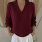 【S-5XL】Kadınlar için günlük düz renk V yaka kazak