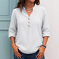Kadınlar için düğmeli günlük V yaka üst