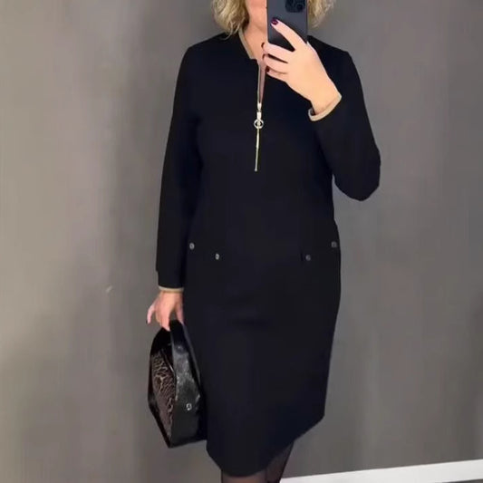 2025 yeni yüksek kaliteli fermuarlı kadın elbisesi