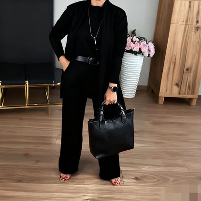 ⏳Sınırlı süreli özel teklif⏰Uzun hırka, üst ve pantolondan oluşan şık 3 parçalı set