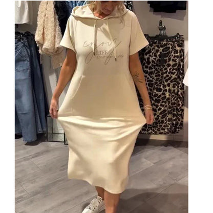 [S-5XL]2025 yeni yaz stili bol, rahat ve nefes alabilen büyük beden sweatshirt elbise