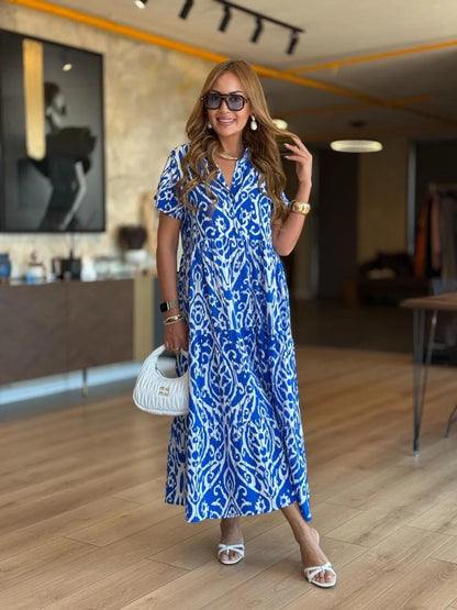 ⏳Sınırlı süreli özel teklif⏰Kadınlar için rahat kesim A kesim baskılı elbise