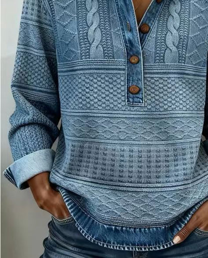 Düğmeli kapaklı şık kadın bluzu