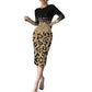 Yeni moda leopar desenli degrade elbise