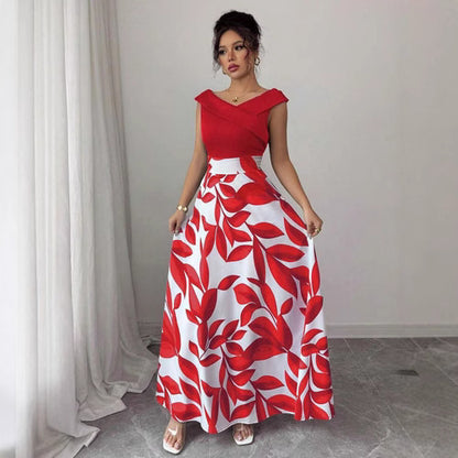 Günlük kullanıma uygun desenli A kesim V yaka elbise