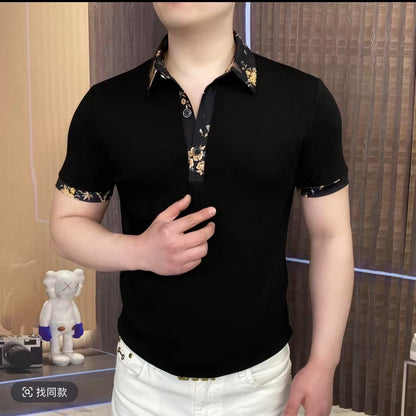 Baskılı kısa kollu erkek gömleği