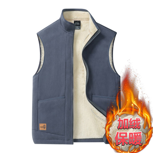 Erkekler için düz renk kolsuz polar yelek