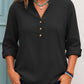 Kadınlar için düğmeli günlük V yaka üst