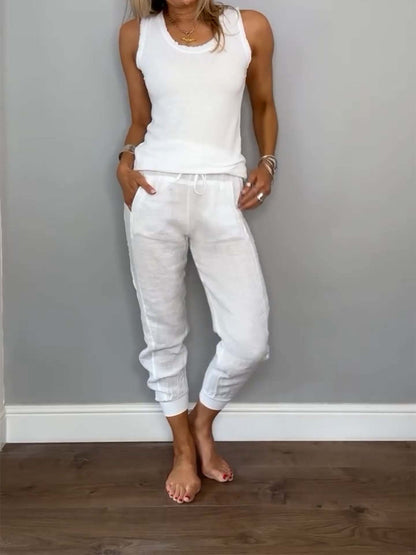 Kadınlar için düz renk iki parçalı takım