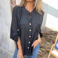 Kadınlar için uzun kollu pamuklu ve keten düğmeli gömlek