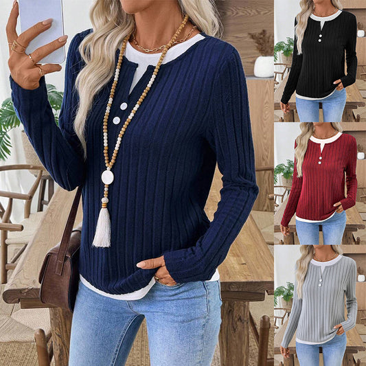 Kadınlar için kışlık, sıcak ve rahat, yumuşak kaşmir uzun kollu tişört.