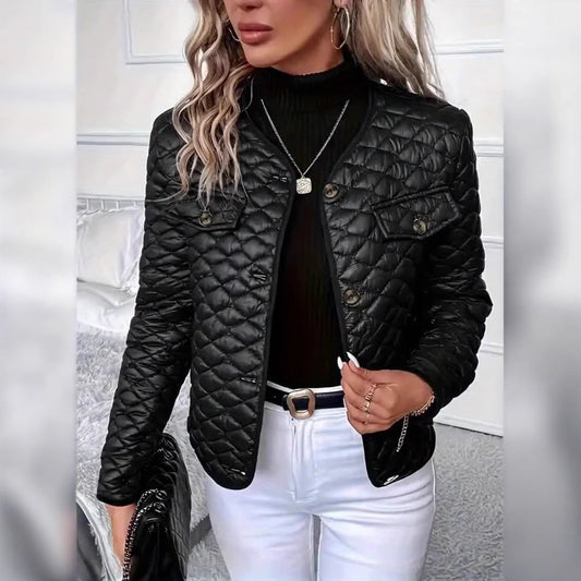 Klasik kapitone siyah kadın ceketi