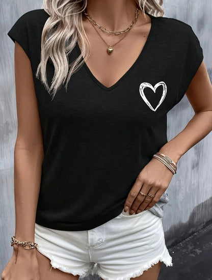 Kalpli ve Tüylü Kollu Yazlık Tişört