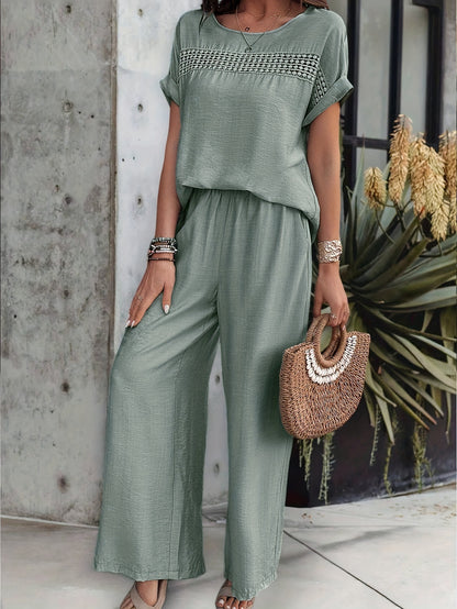 Şık Takım + Kısa Kollu Bluz ve Pantolon