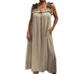 Cepli, kolsuz, rahat kadın elbisesi