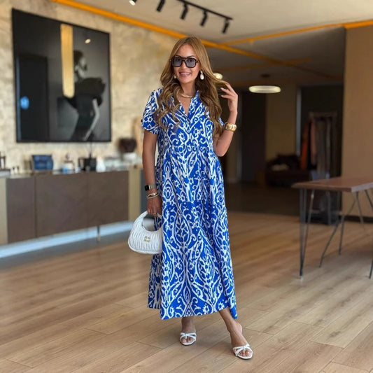 ⏳Sınırlı süreli özel teklif⏰Kadınlar için rahat kesim A kesim baskılı elbise