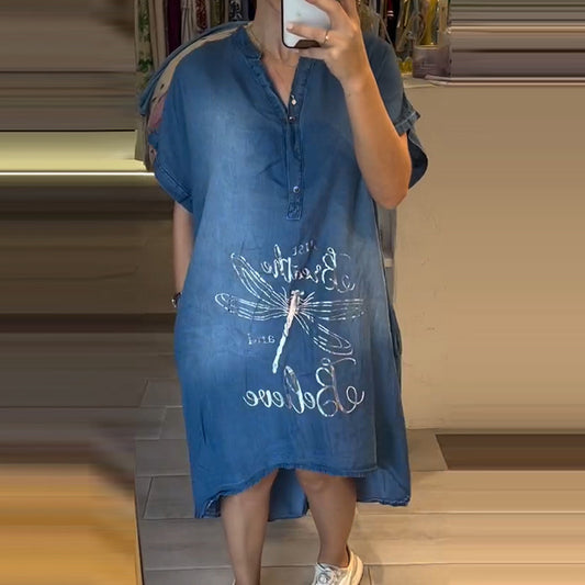 V yakalı hafif, günlük elbise