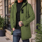 Herenmode Casual Jas met Capuchon en Vetersluiting, Effen Kleur 