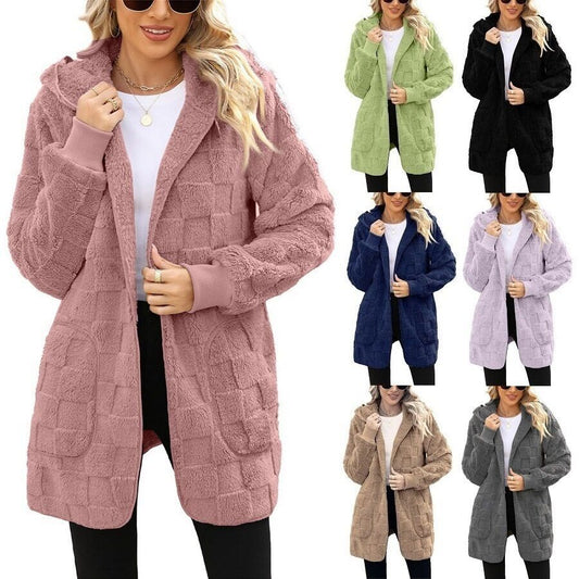 ️️[S-5XL]Kış sezonu için yeni: Kadın Ekose Polar Günlük Ceket