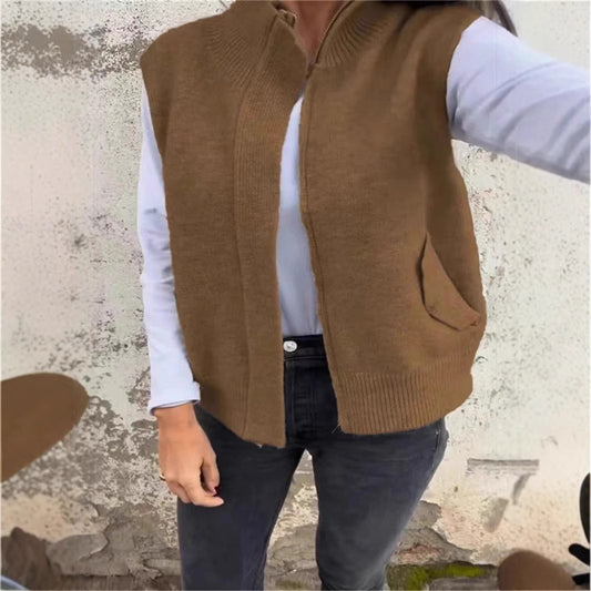 Fermuarlı kadın moda yün hırka