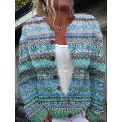 Taze pembe gül desenli düğmeli hırka