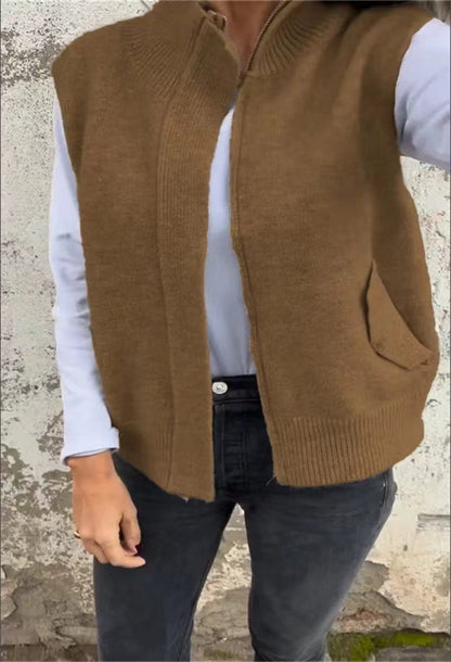 Fermuarlı kadın moda yün hırka