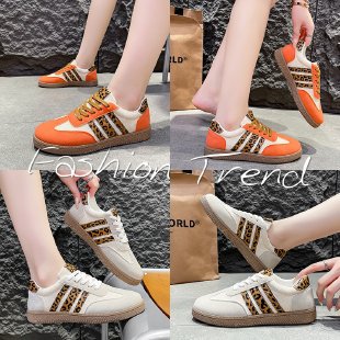 Leopar desenli retro tarzda kadın günlük spor ayakkabı