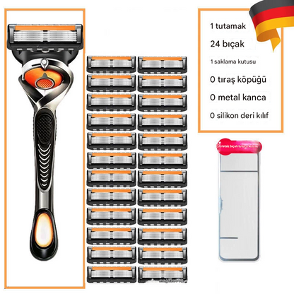 Erkek Tıraş Bıçağı Yedek Seti + Ücretsiz Tutucu - Pürüzsüz bir tıraş için ultra keskin paslanmaz çelik bıçaklar