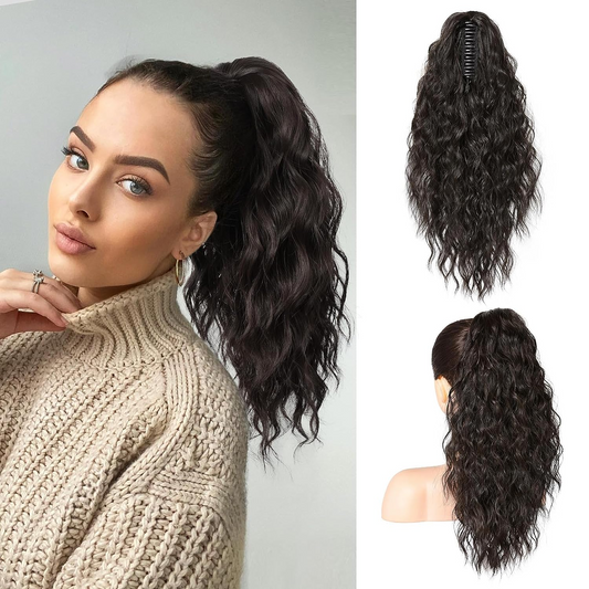 💜 OFERTA 💜 Extensiones de cabello ondulado y rizado de 18 pulgadas con cola de caballo