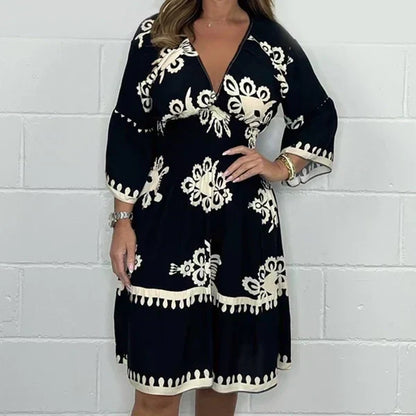 🔥Son gün %48 indirim - Kadın desenli yazlık elbise.