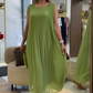 Akan yeşil kolsuz maksi elbise