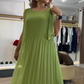 Akan yeşil kolsuz maksi elbise