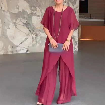 ✨Kadınlar için şık, düz renk, merserize pamuklu iki parçalı takım elbise.【Üst + Pantolon】